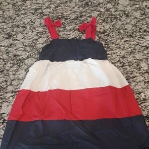 SHEIN Tricolor Kids Dress - Navy, White, Red